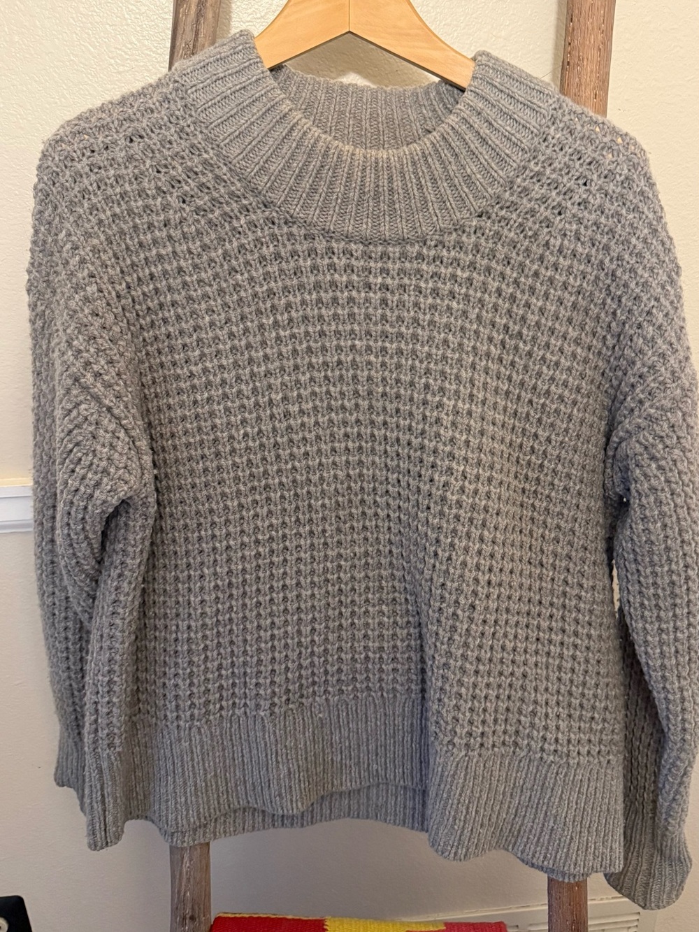 Wool Everlane Light Gray Waffle Crewneck Sweater